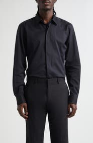 TOM FORD Classic Fit Cotton & Silk Serge Button-Up Shirt