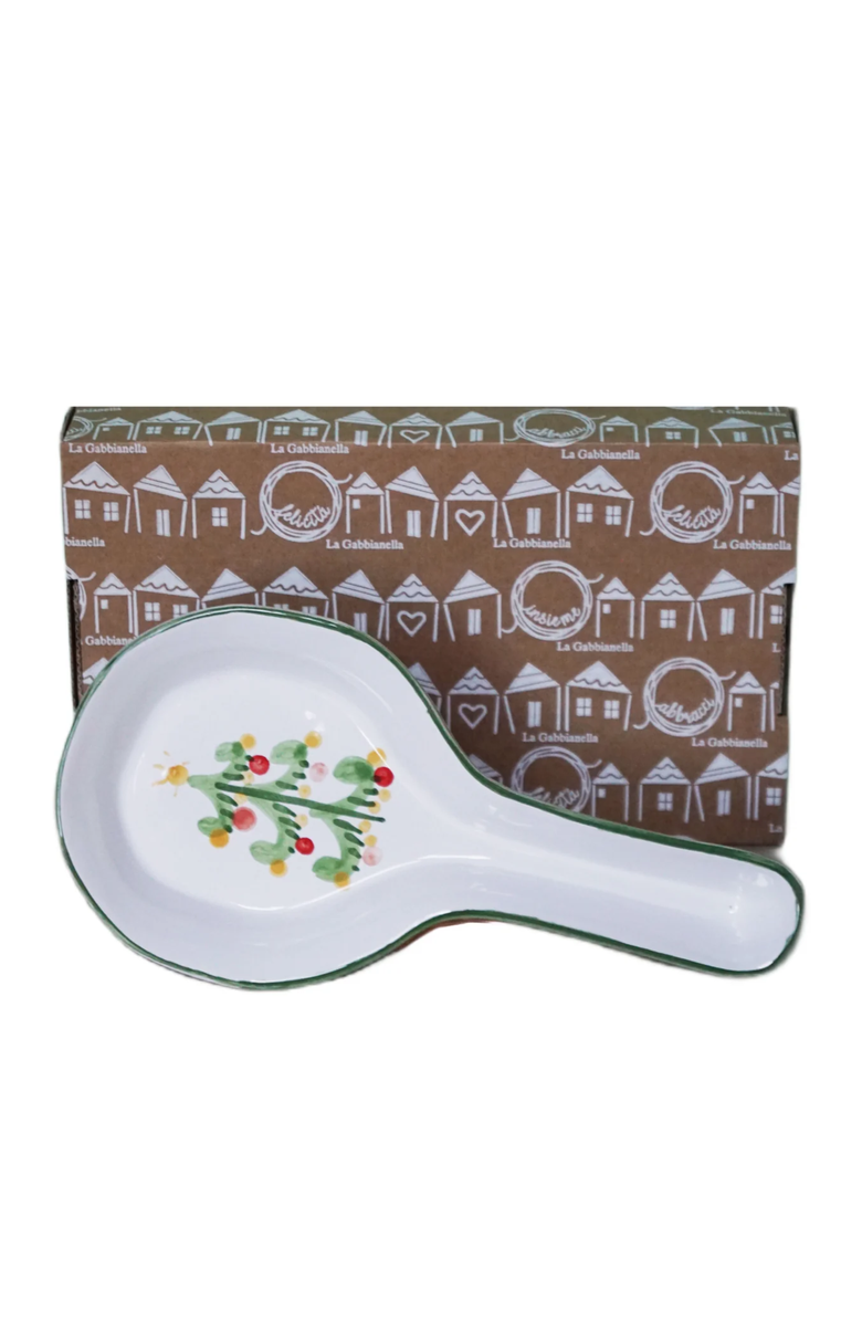 LA GABBIANELLA Magia (Christmas Tree) Spoon Rest, Alternate, color, White