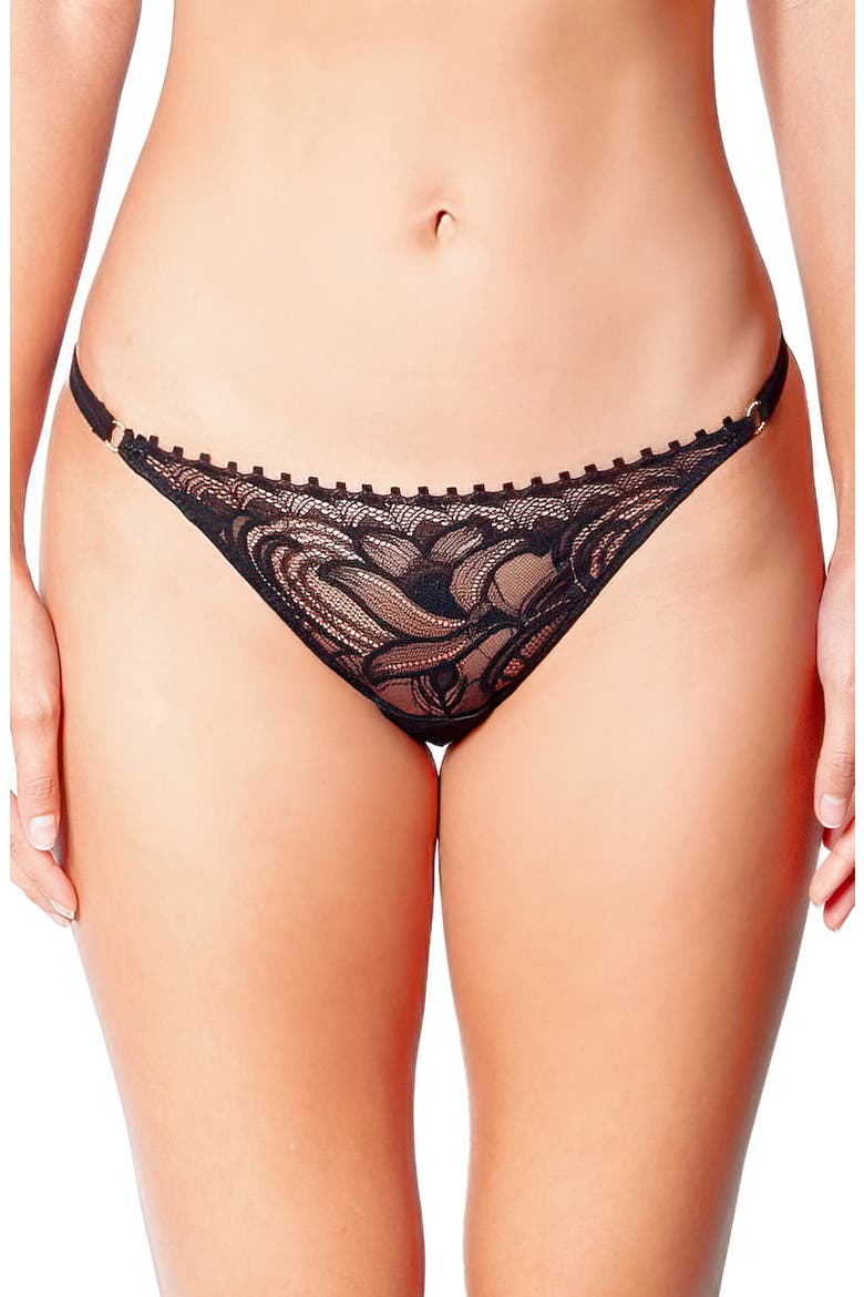 Nuit Folles Lace Bikini Briefs, Main, color, BLACK