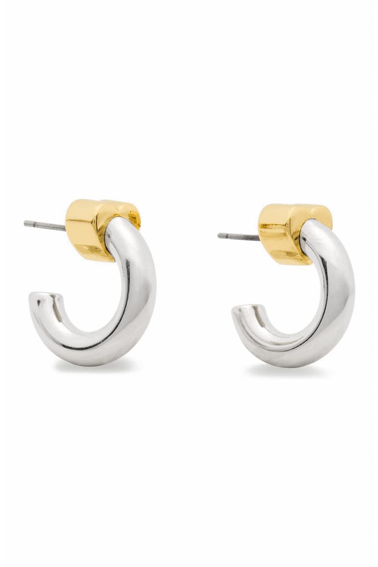 heart huggie hoop earrings, Main, color, GOLD/ SILVER
