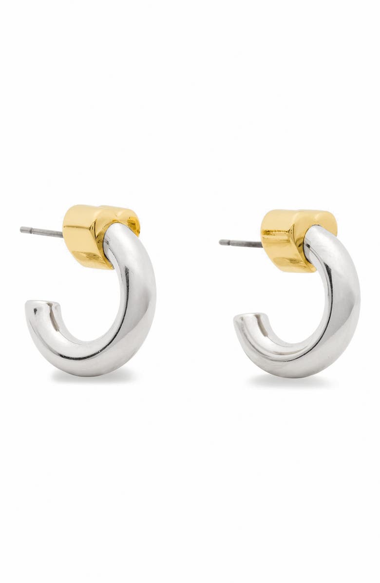 Kate Spade New York heart huggie hoop earrings, Main, color, Gold/ Silver