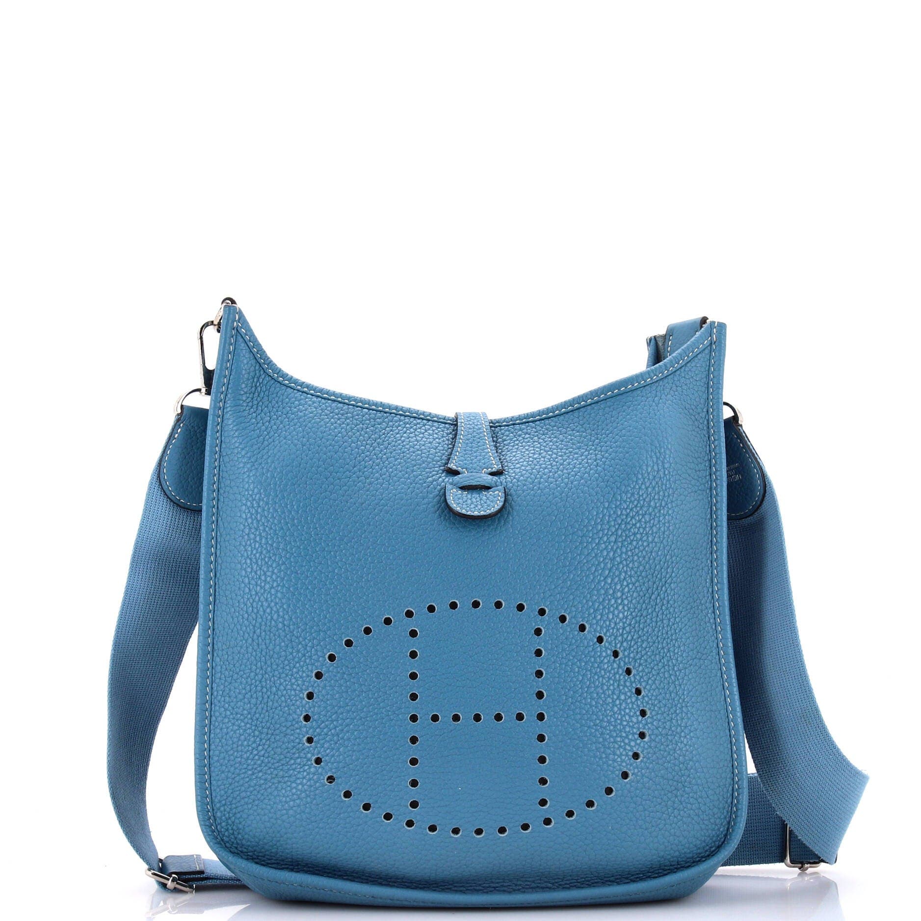 Pre-Owned Hermes Evelyne Bag Gen III Clemence PM, Main, color, Bleu Jean