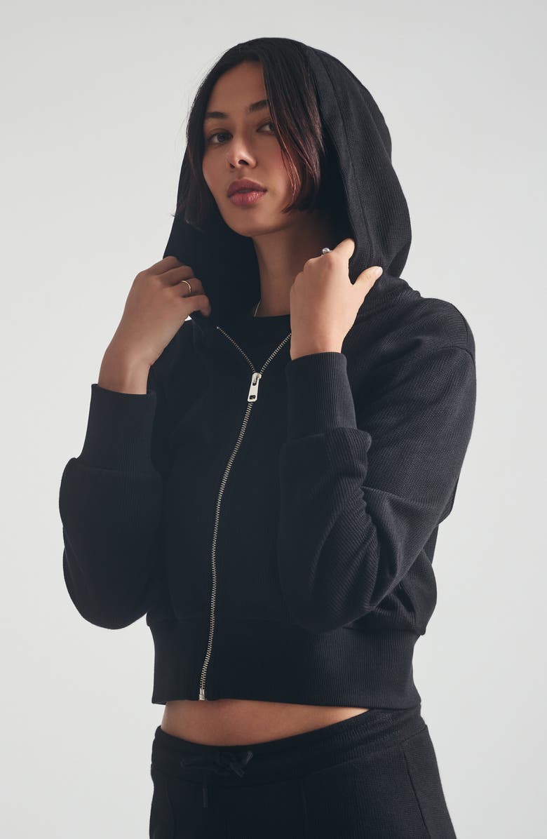 Brooklyn Industries Crop Full Zip Hoodie, Alternate, color, Black
