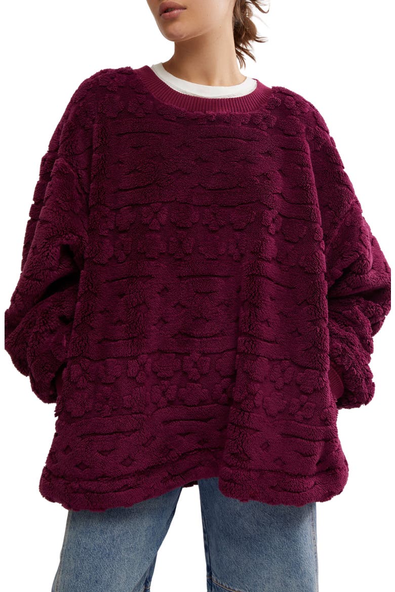 Oversize Faux Fur Sweatshirt, Main, color, BERRY COMBO