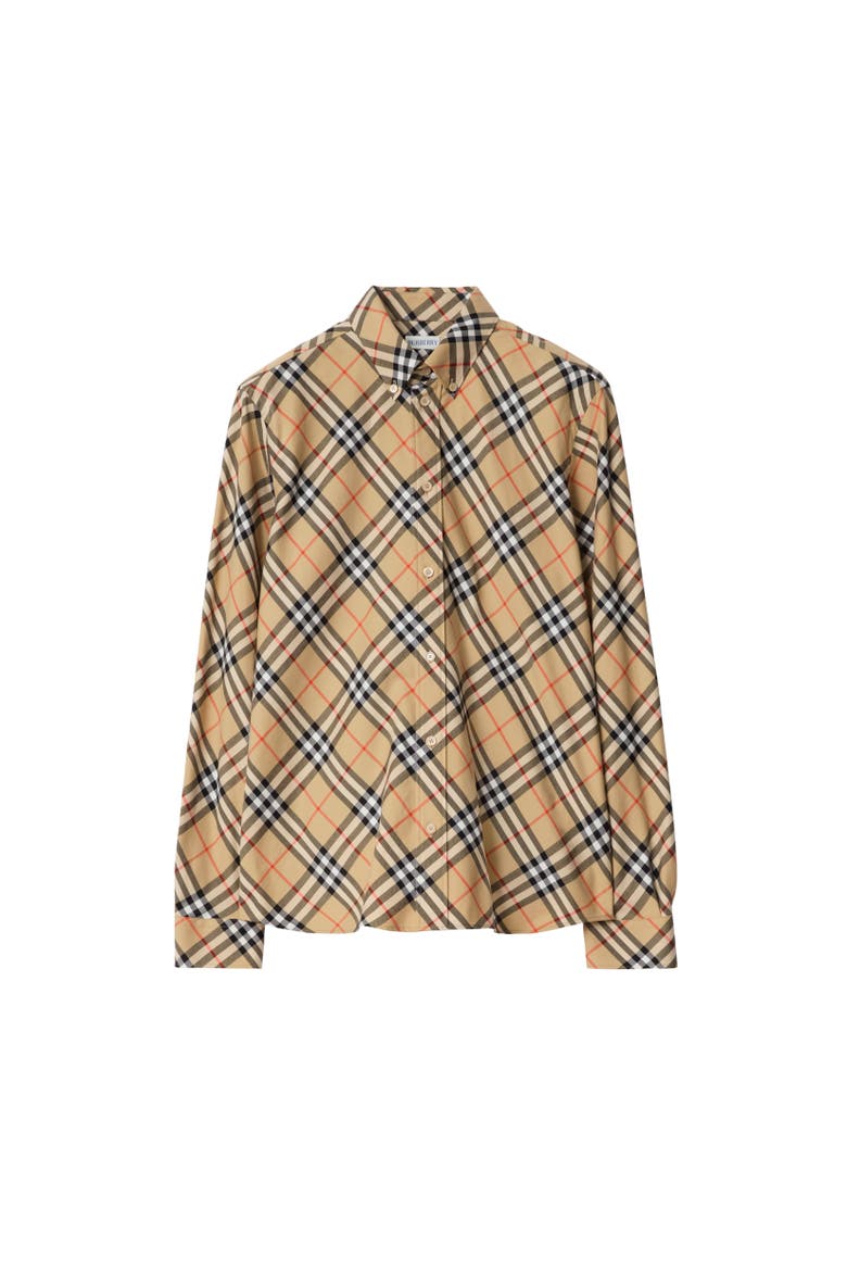 Relaxed Fit Check Cotton Flannel Shirt, Alternate, color, Sand beige