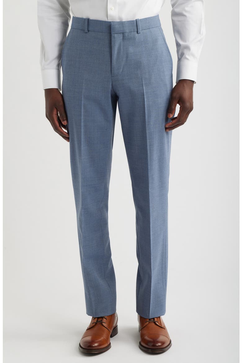 Henrik Trim Fit Solid Stretch Wool Suit Pants, Main, color, GREY BLUE CROSSHATCH