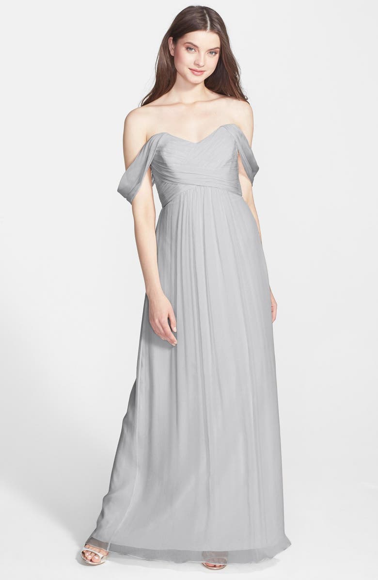Amsale Convertible Crinkled Silk Chiffon Gown, Main, color,