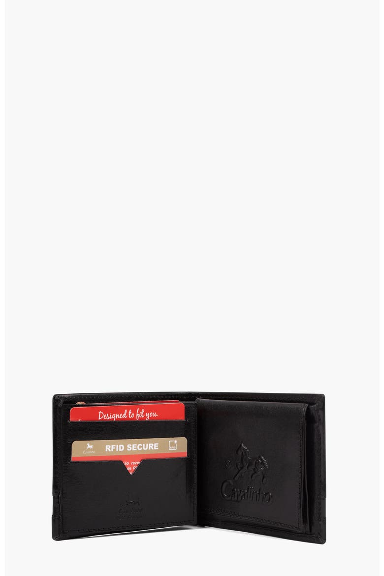 Di Cavallo Trifold Leather Wallet 529, Alternate, color, Black