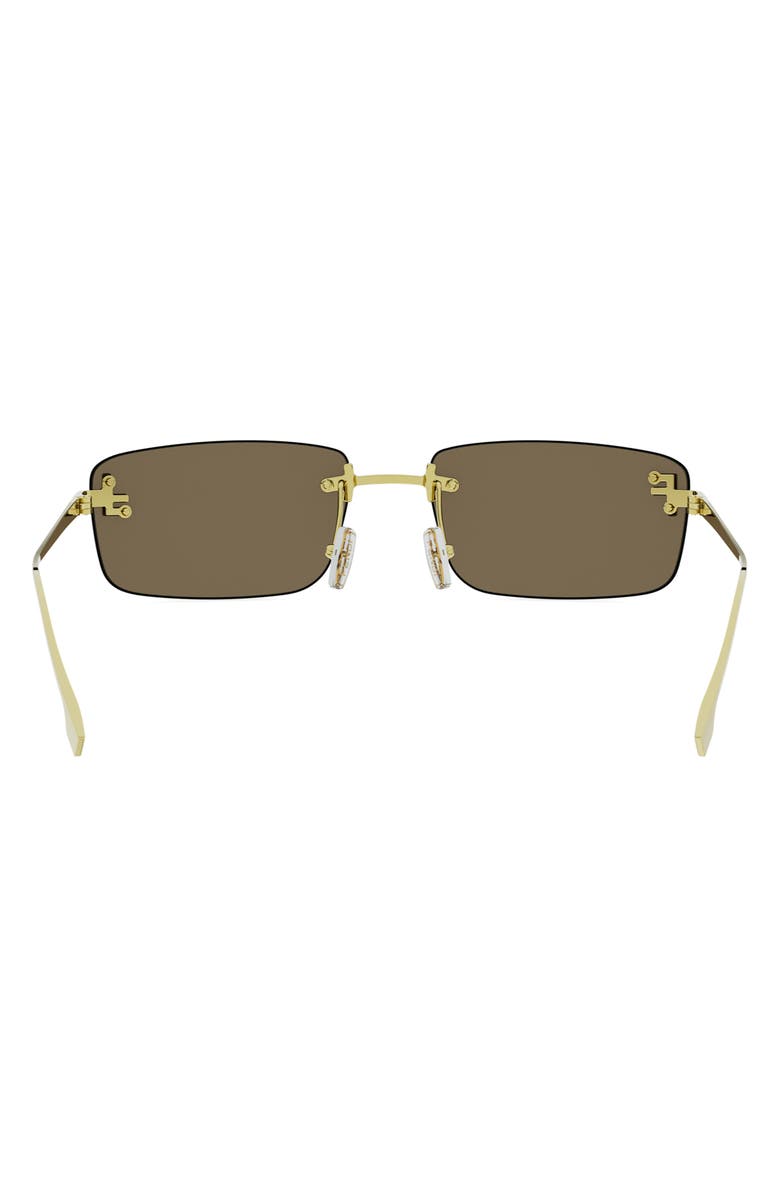 Fendi First Crystal 54mm Rimless Rectangular Sunglasses, Alternate, color, Gold / Brown
