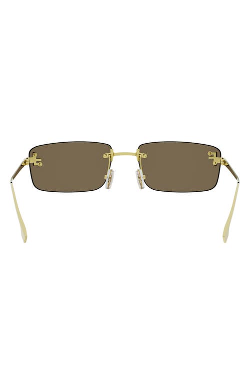 Fendi First Crystal 54mm Rimless Rectangular Sunglasses In Brown