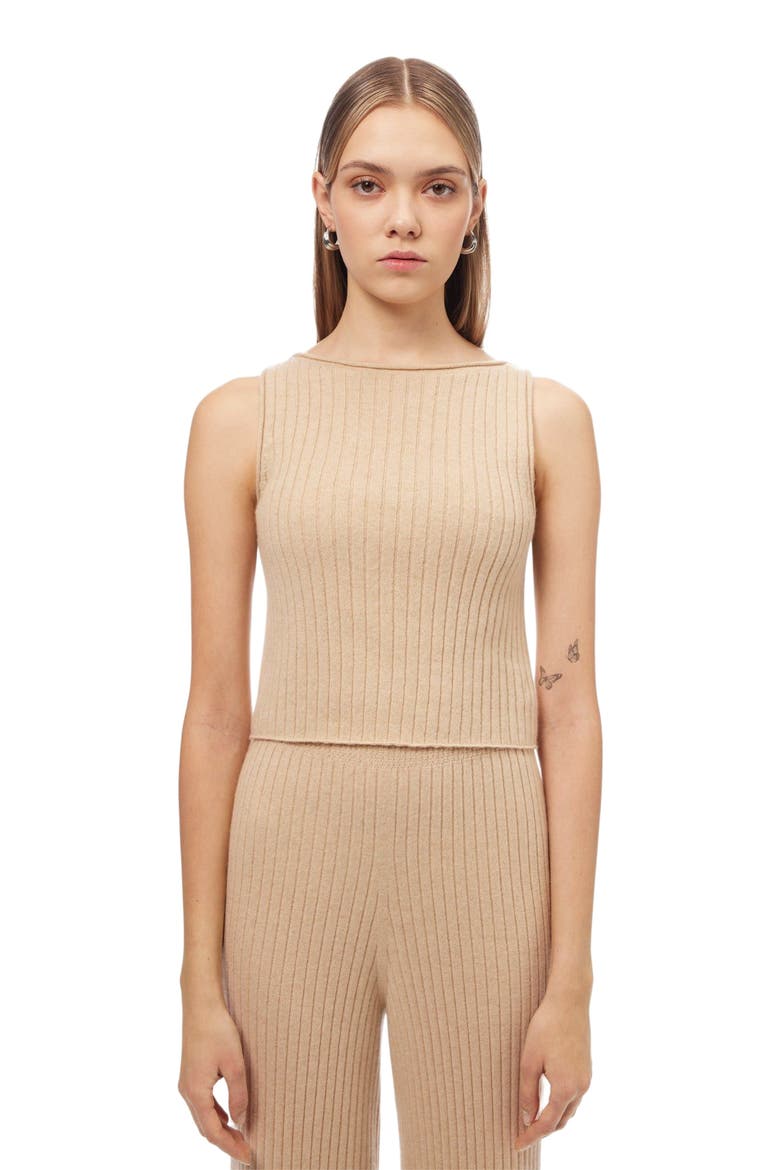 Cashmere Crop Top, Alternate, color, beige