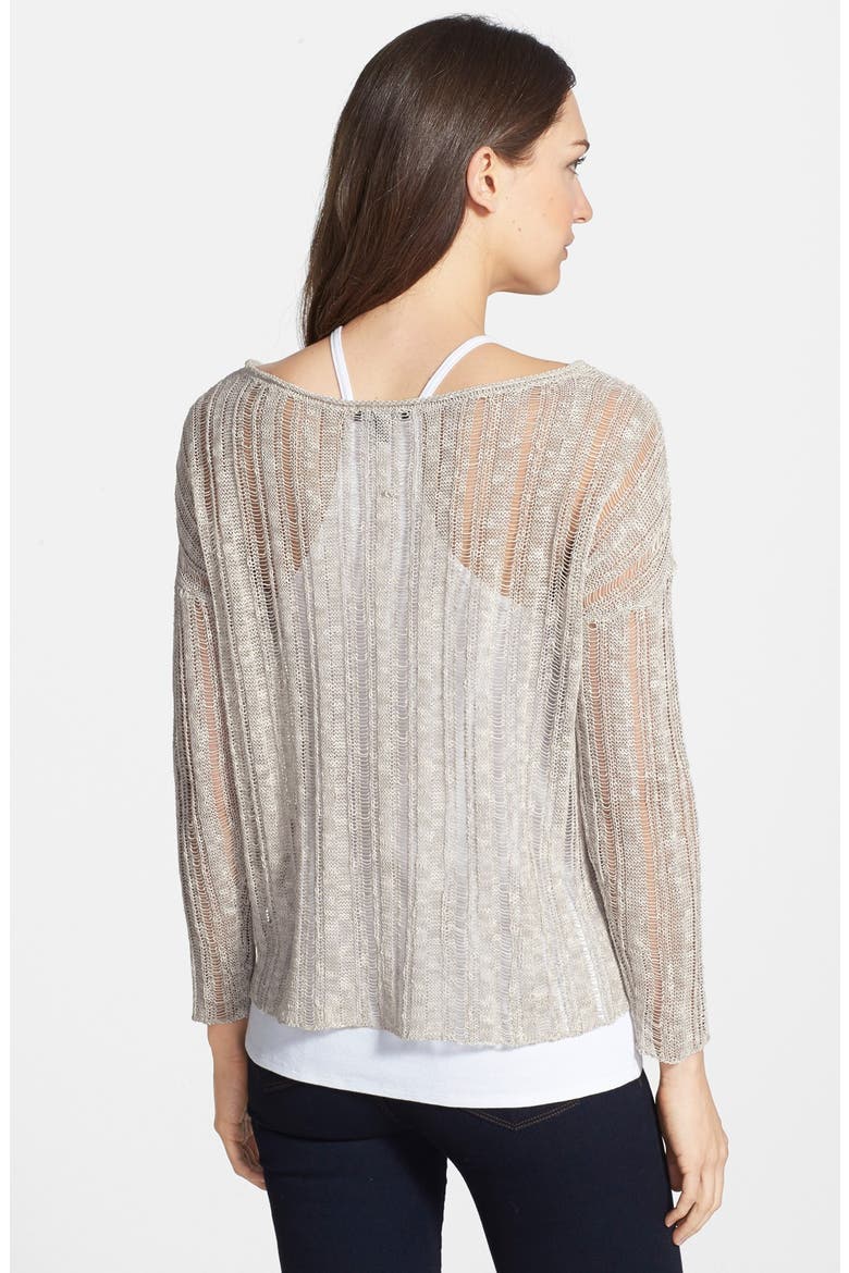 Bateau Neck Open Stitch Pullover, Alternate, color, PEBBLE