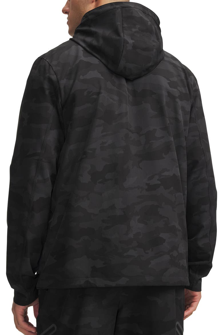 UA Unstoppable Printed Woven Full Zip Hoodie, Alternate, color, BLACK