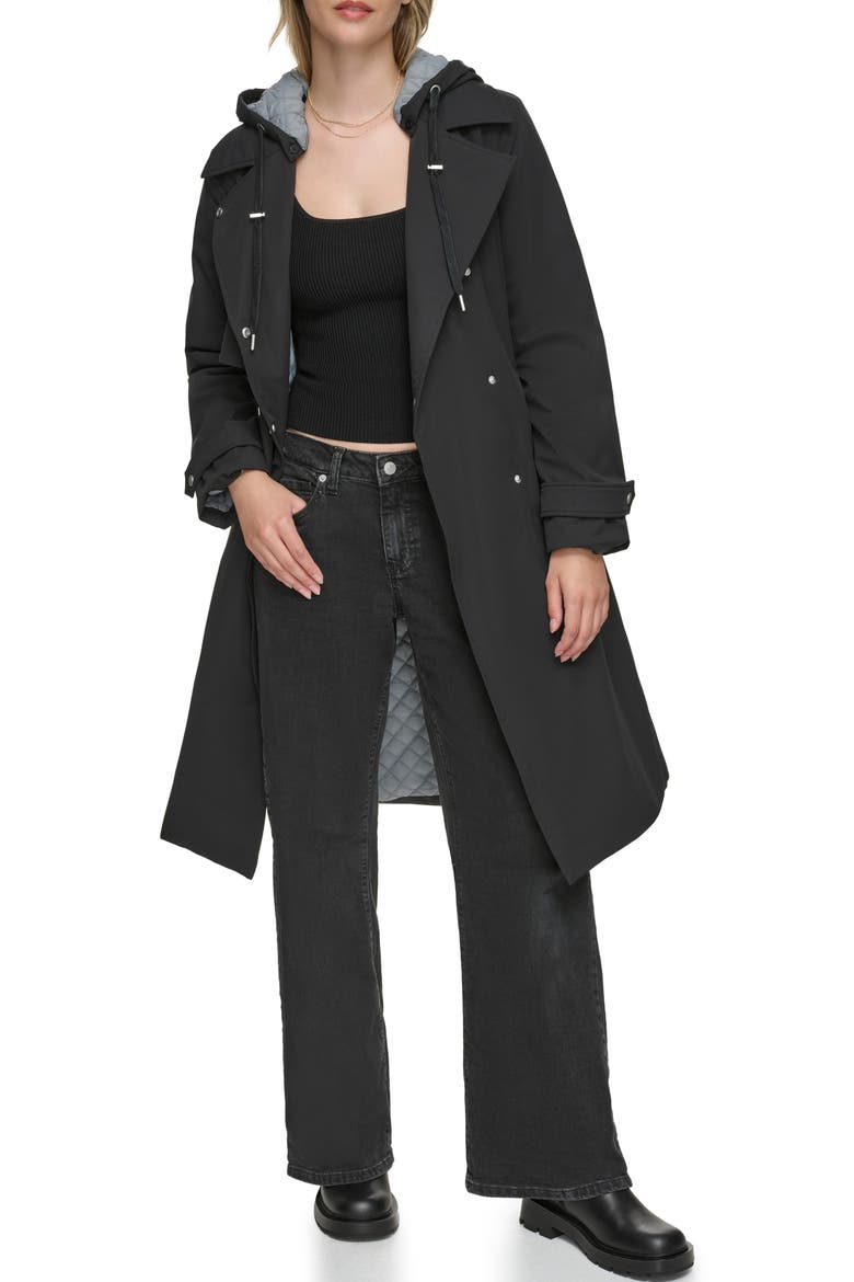 Water Resistant Belted Trench Coat, Alternate, color, BLACK