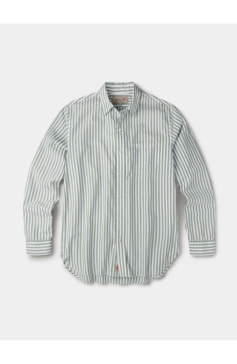 Aubin Gladstone Poplin Button-Down Shirt, Alternate, color, Thick Khaki Stripe