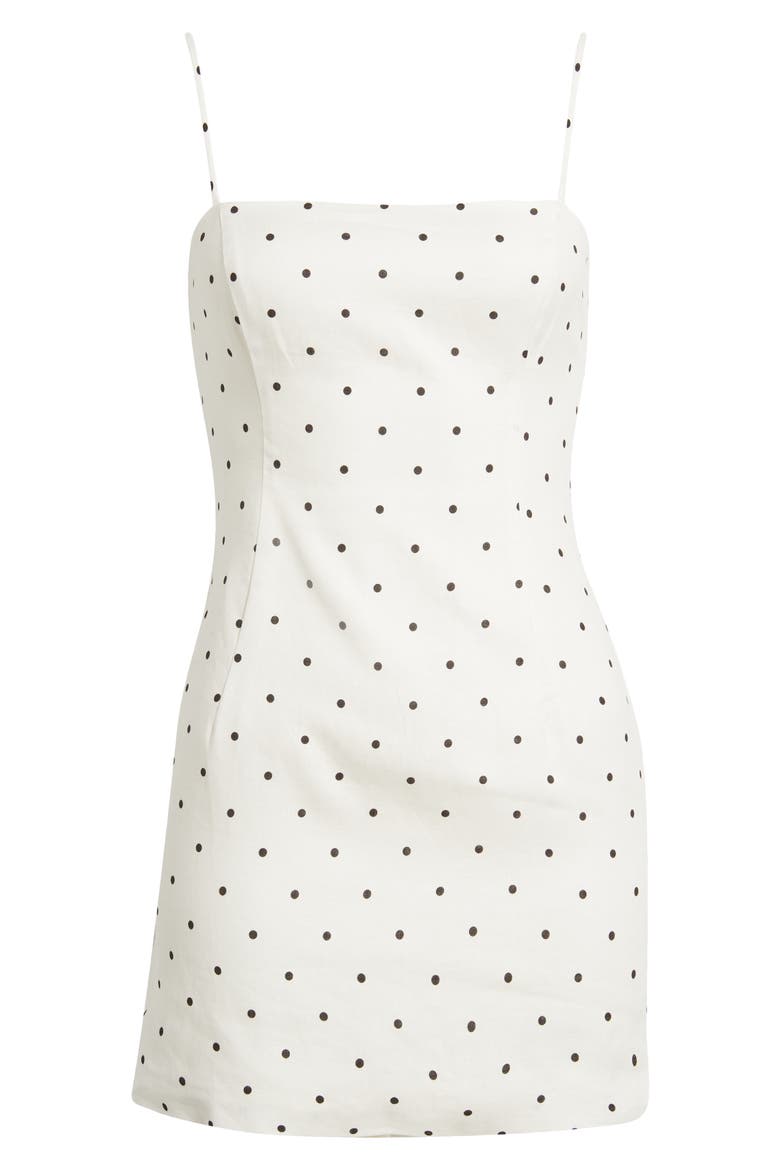 Joie Polka Dot Linen Mnidress, Alternate, color, BLACK/WHITE DOT
