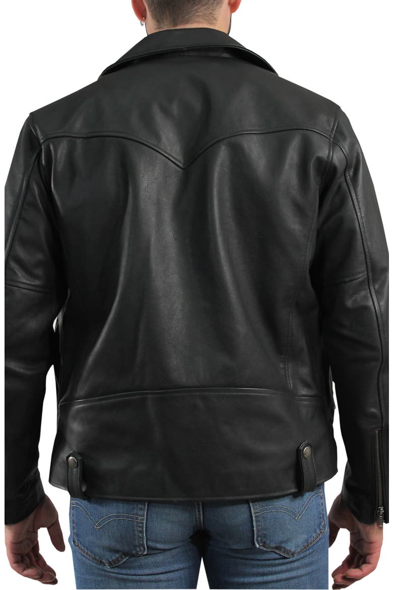 Leather Biker Jacket, Alternate, color, BLACK