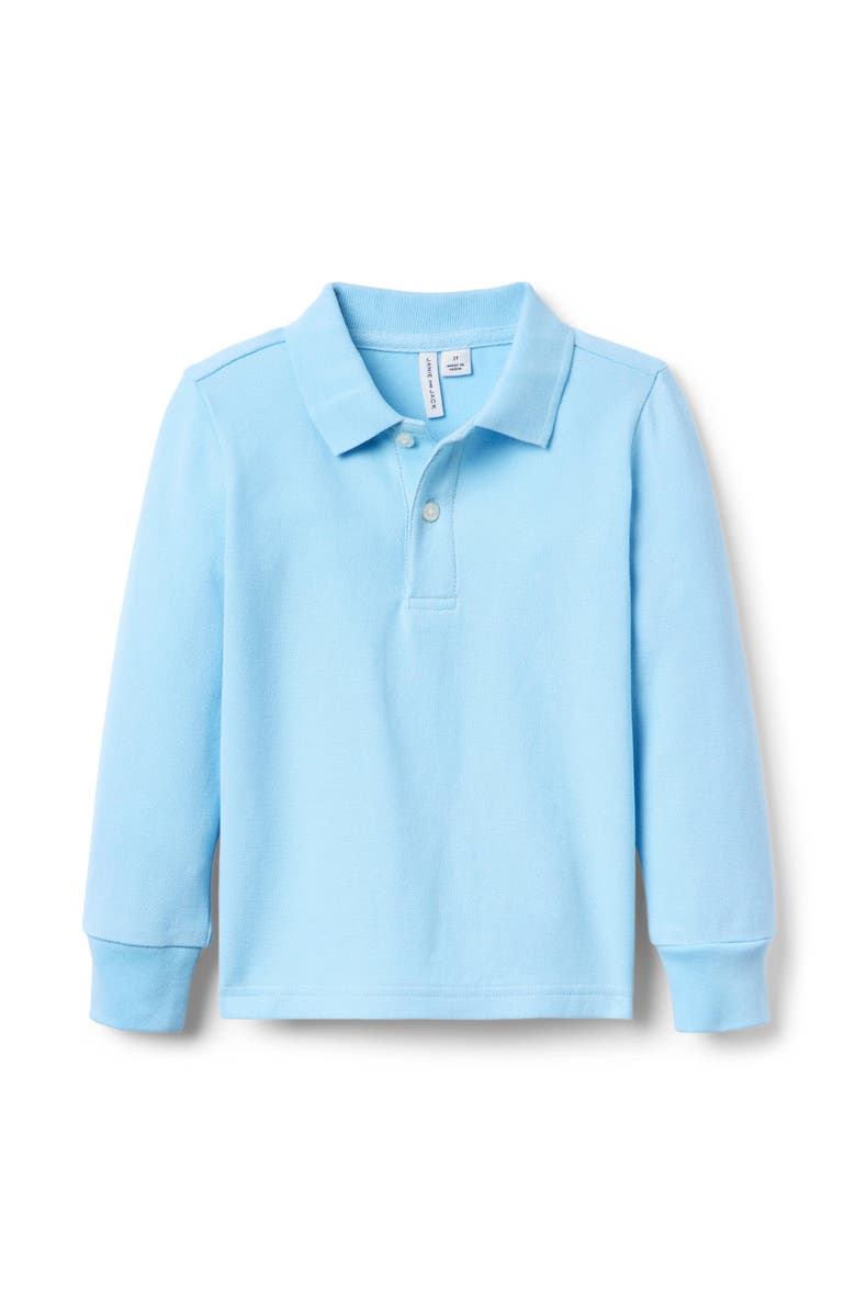 Janie and Jack The Long Sleeve Pique Polo, Main, color, Blue
