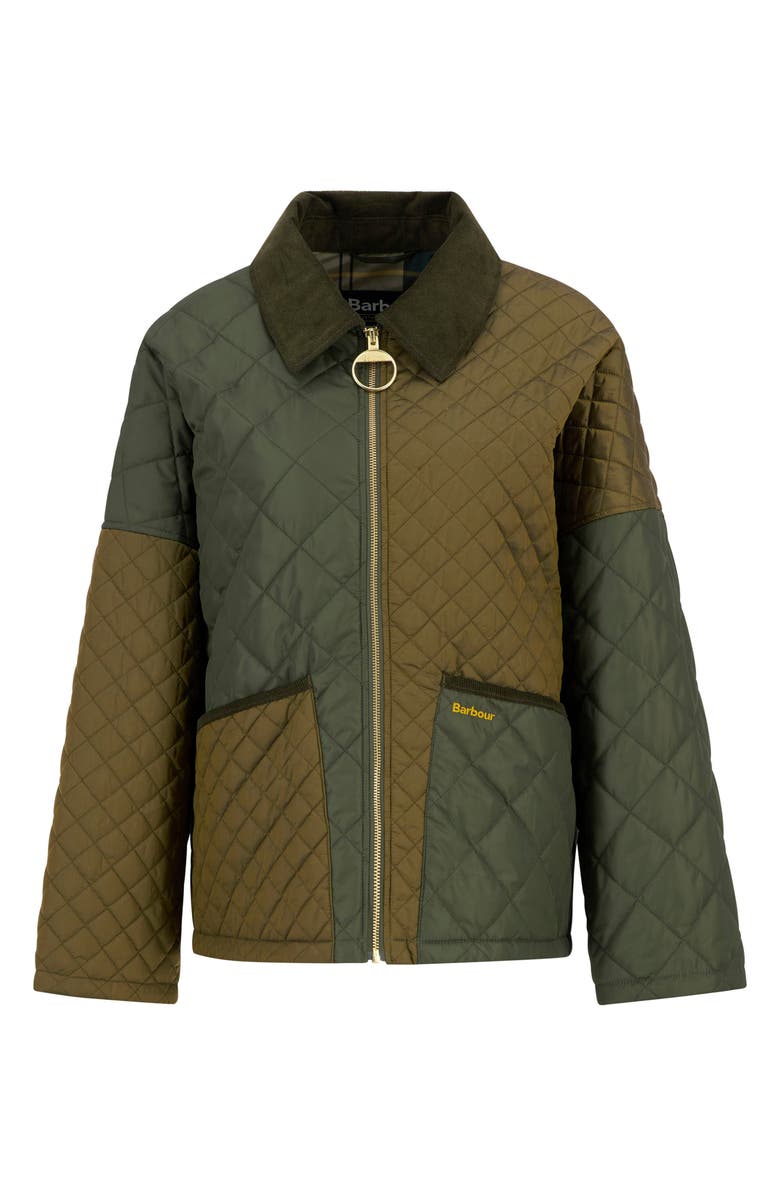 Barbour Danby Patchwork Quilted Jacket, Alternate, color, Golden Olive/ Ancient Tartan