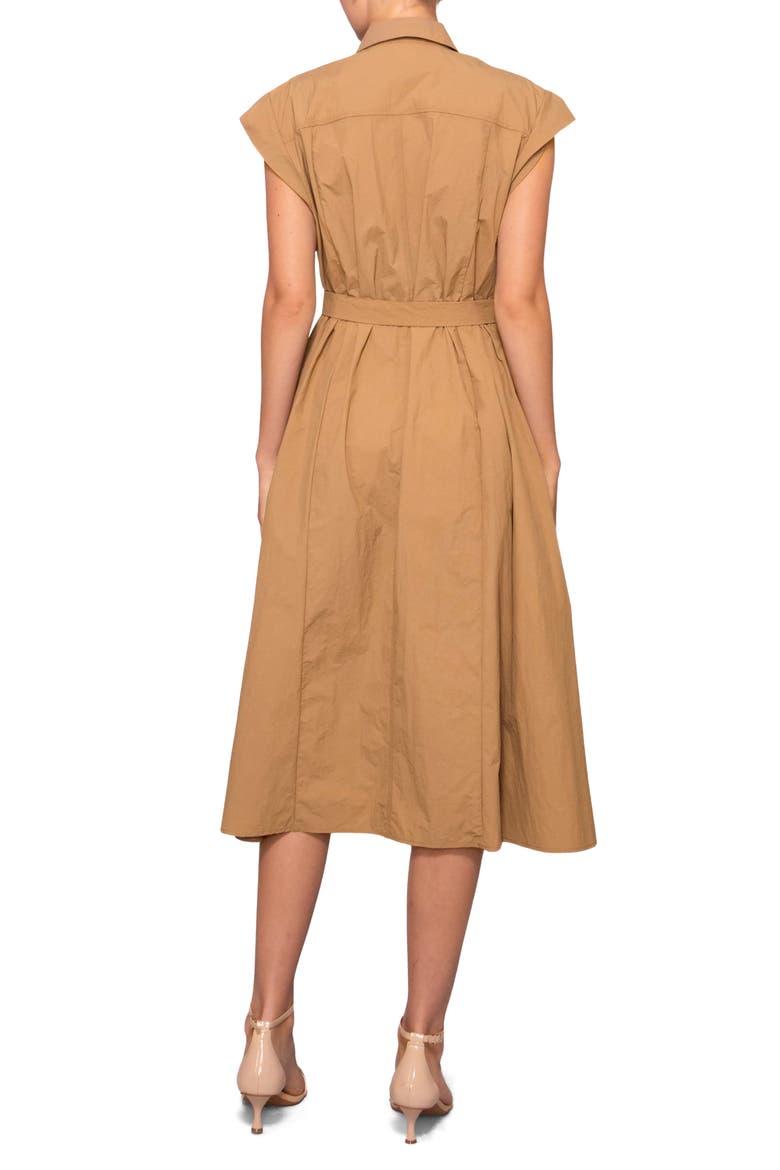 Cap Sleeve Midi Shirtdress, Alternate, color, TAN