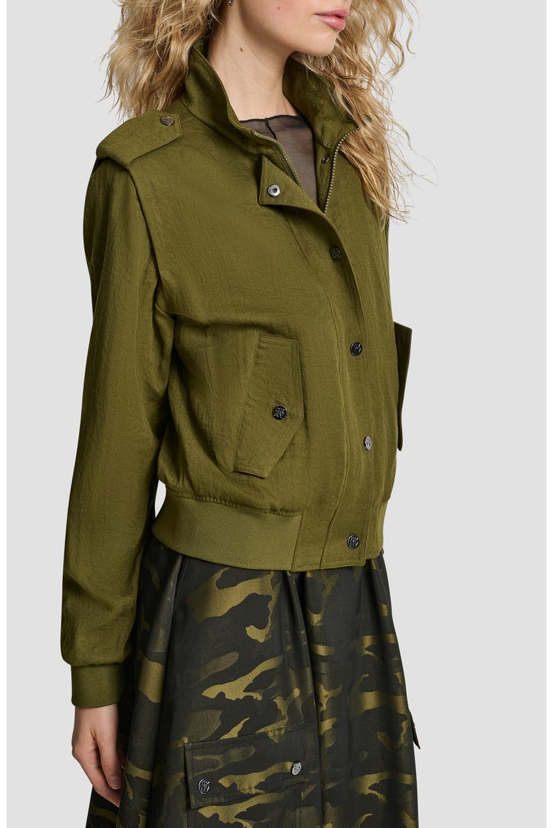 Twill Bomber Jacket, Alternate, color, DARK OLIVE