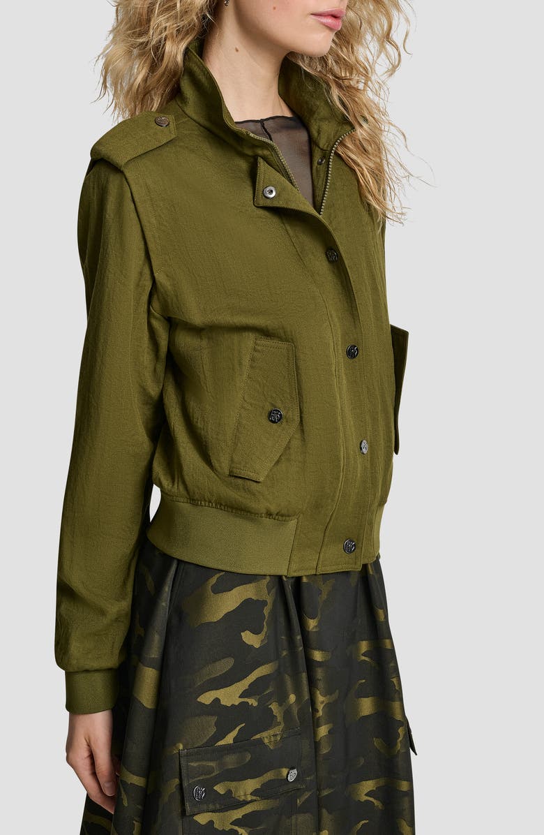 DKNY Twill Bomber Jacket, Alternate, color, Dark Olive