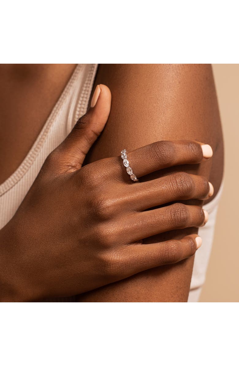 HauteCarat Oval Lab Created Diamond Half Eternity Ring, Alternate, color, 1.08 Ctw White Gold