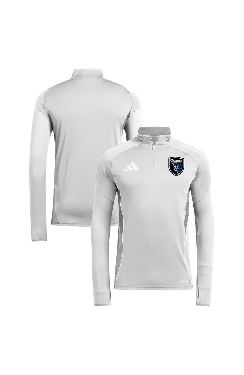 adidas Men's adidas  Silver San Jose Earthquakes 2025 AEROREADY Quarter-Zip Long Sleeve Training Top, Main, color, Silver