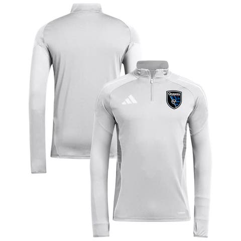 Men's adidas  Silver San Jose Earthquakes 2025 AEROREADY Quarter-Zip Long Sleeve Training Top