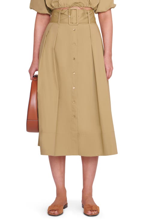 Kingsley A-Line Belted Cotton Skirt