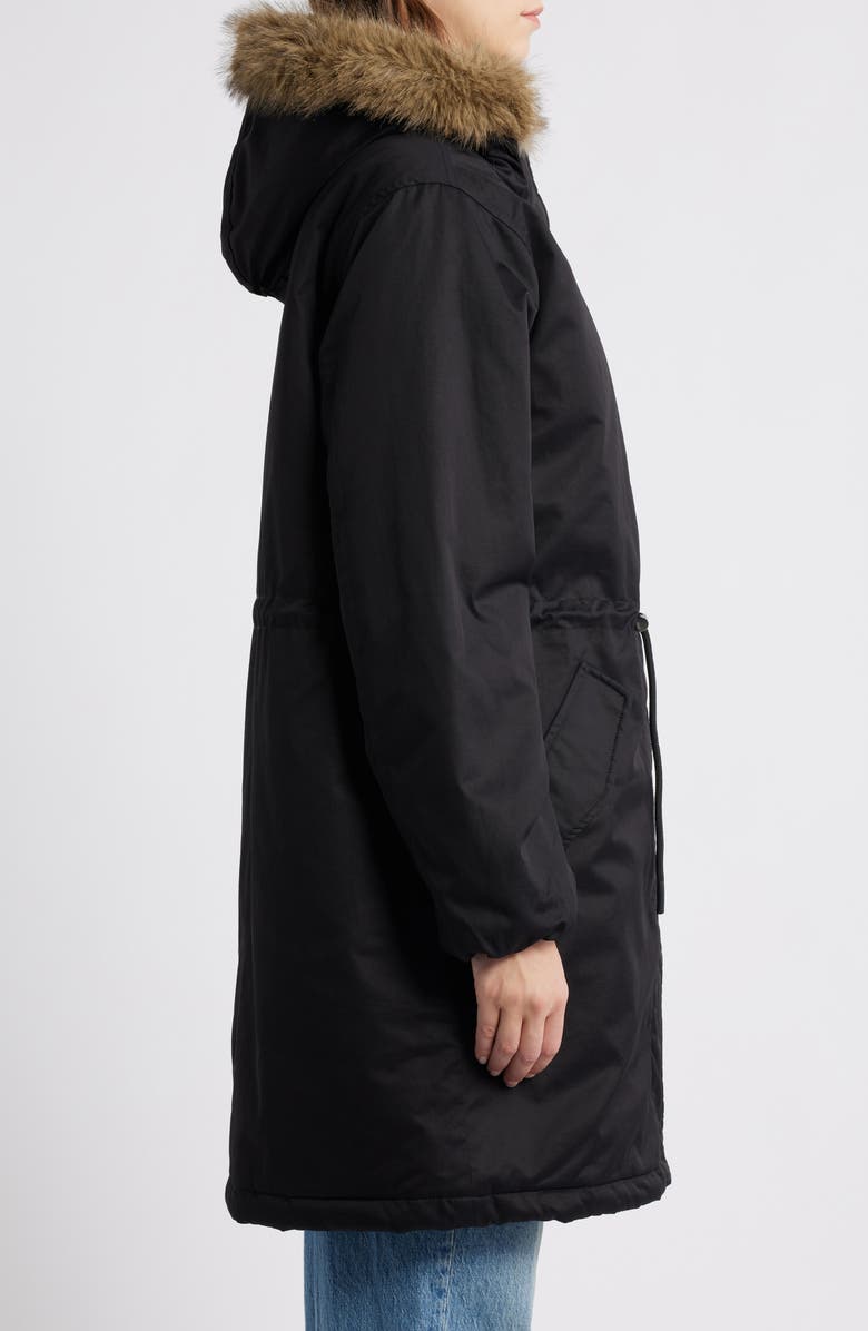 Brooklyn Industries Faux Fur Trim Parka, Alternate, color, Black