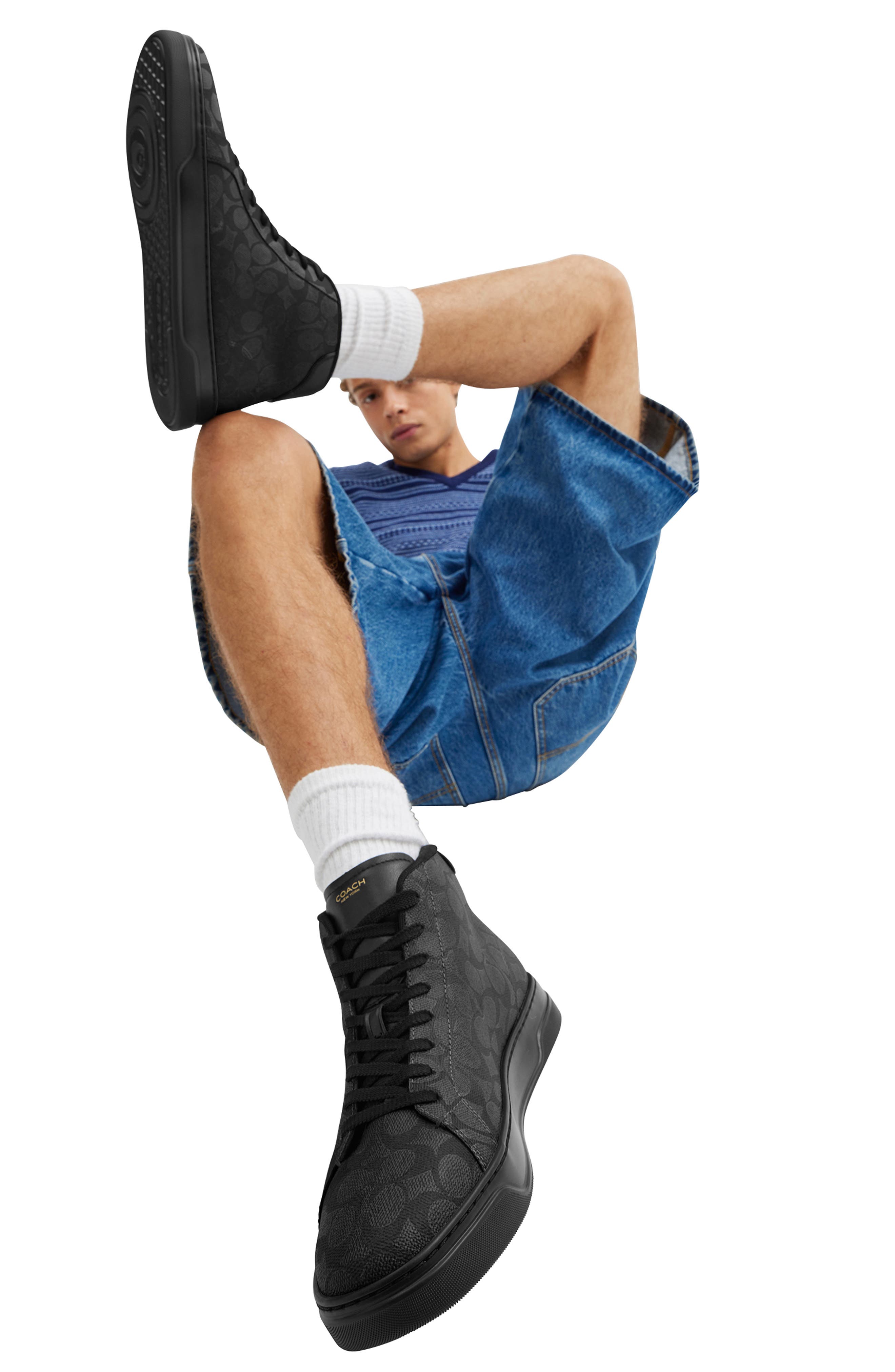 COACH High Line Signature High Top Sneaker, Alternate, color, Graphite/ Black