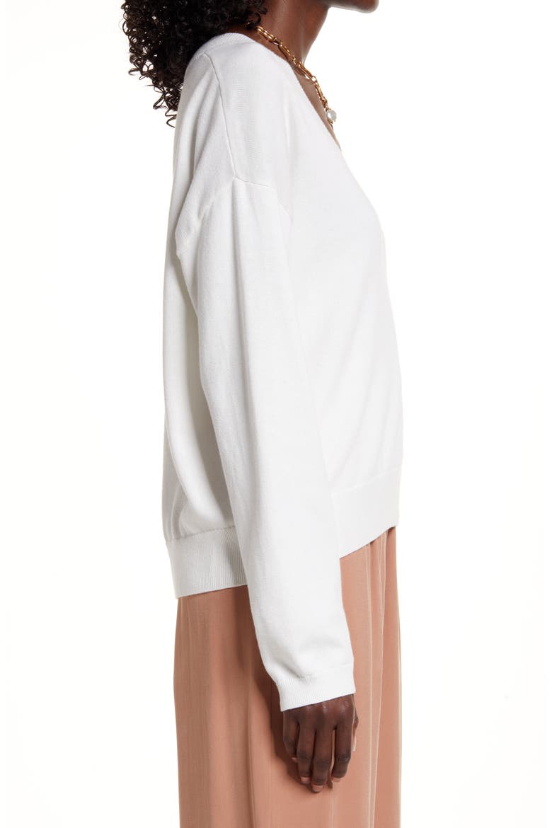 Deep V-Neck Cotton Blend Sweater, Alternate, color, IVORY