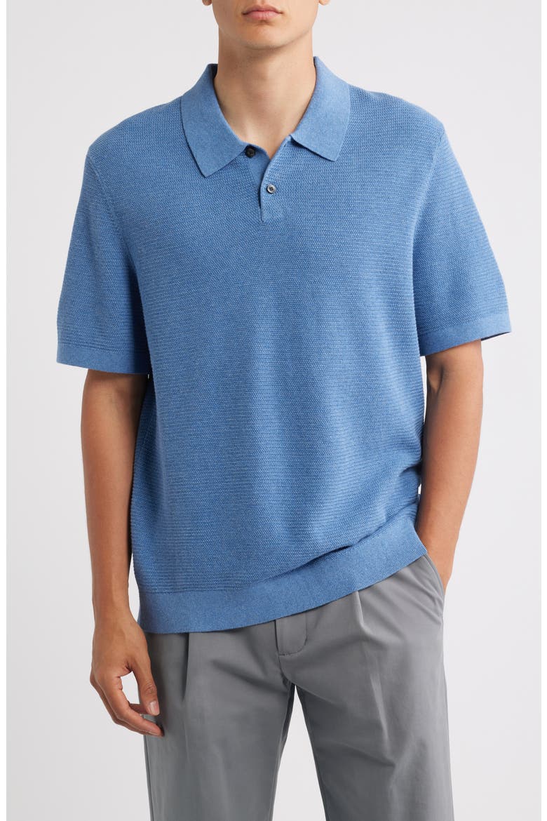 Soris Knit Polo, Main, color, BLUE LAKE MELANGE