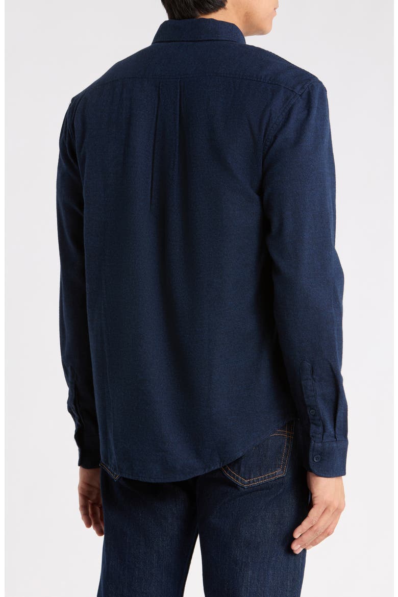 Cotton Flannel Button-Up Shirt, Alternate, color, DARK NAVY
