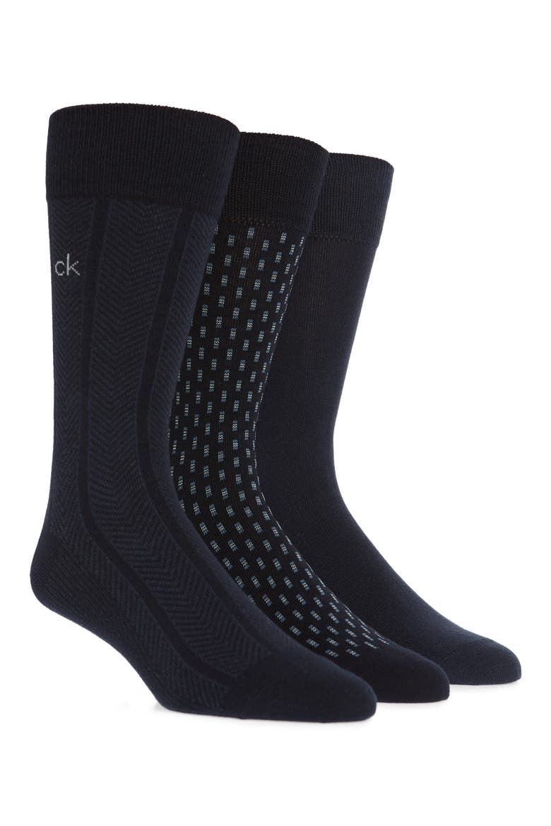 3-Pack Cotton Blend Socks, Main, color, NAVY/ MIDNIGHT
