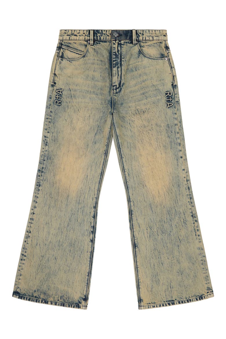 Hugh Wide Leg Flare Jeans, Alternate, color, AQUA MARBLE