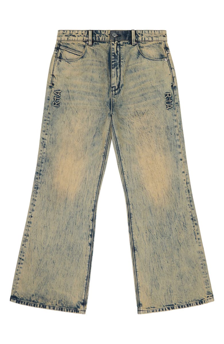 RtA Hugh Wide Leg Flare Jeans, Main, color, Aqua Marble