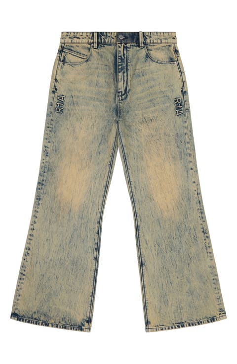 Hugh Wide Leg Flare Jeans (Aqua Marble)