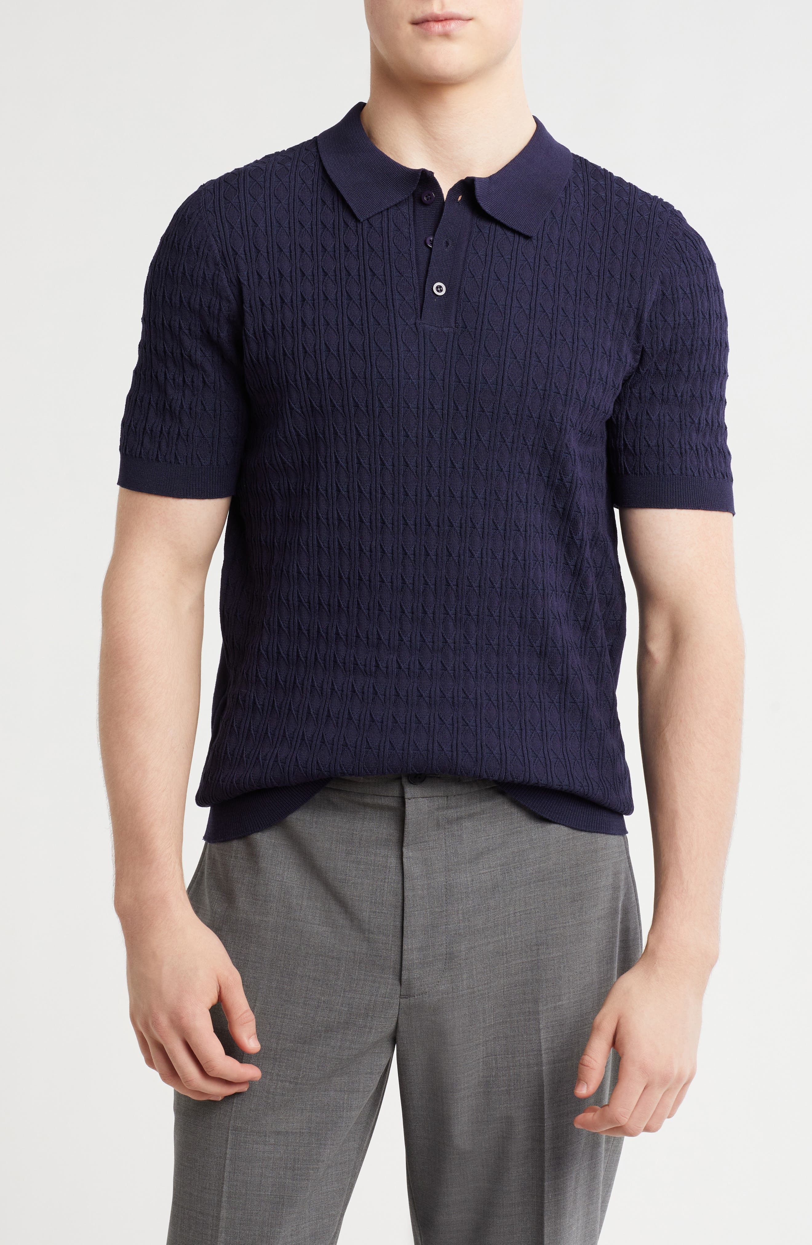 Textured Sweater Knit Polo - image 5