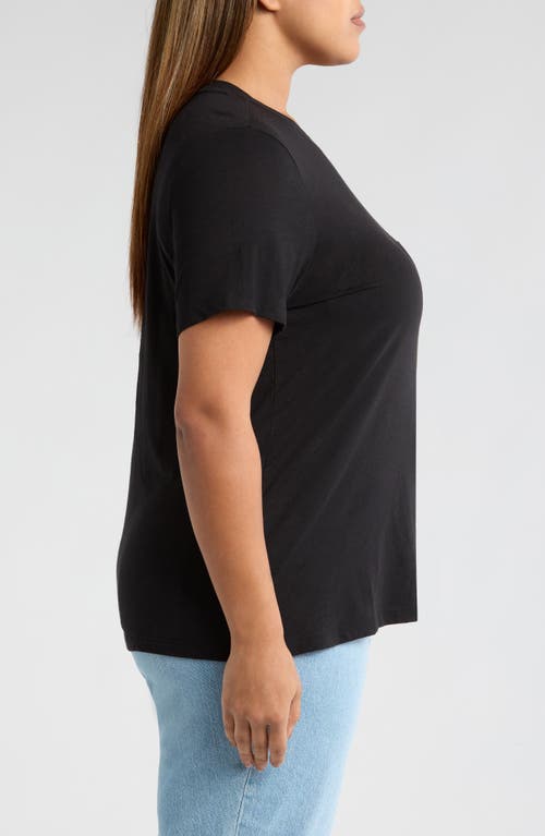Caslonr Caslon(r) Crewneck Slub Jersey Pocket T-shirt In Black