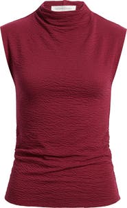 Treasure & Bond Crinkle Mock Neck Top