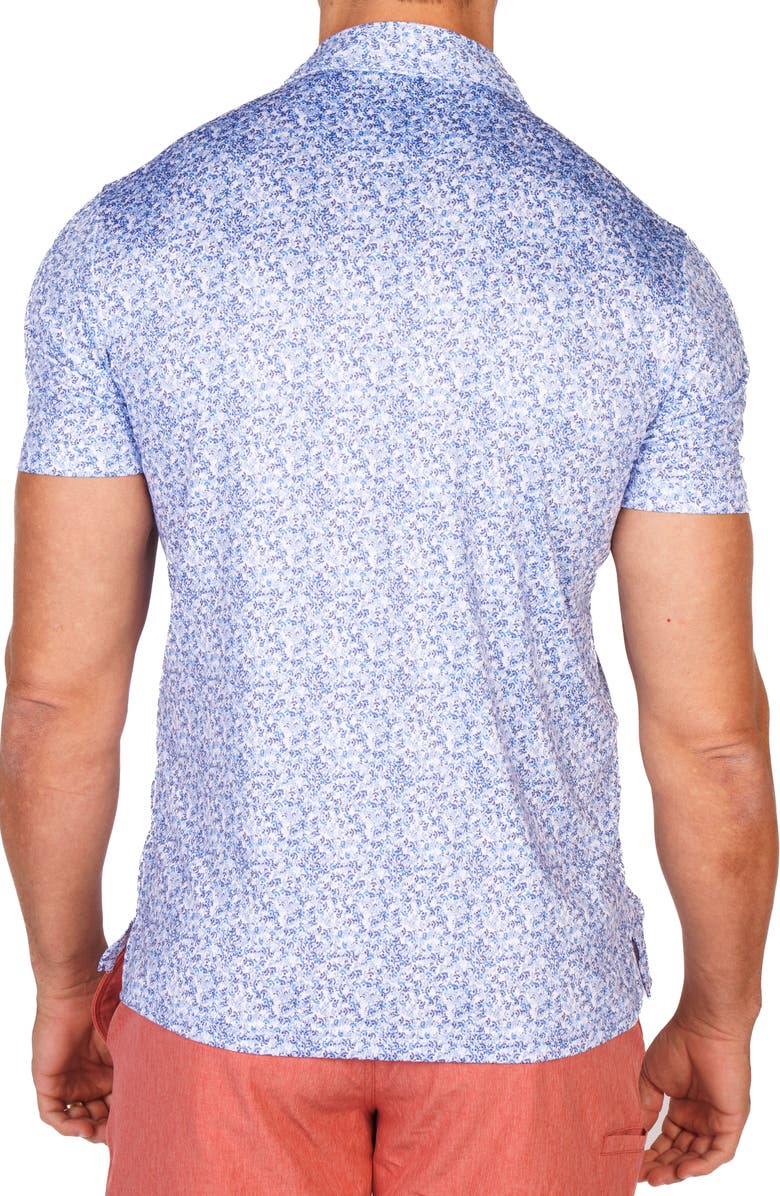 TailorByrd Blue Petals Performance Golf Polo, Alternate, color, Blue