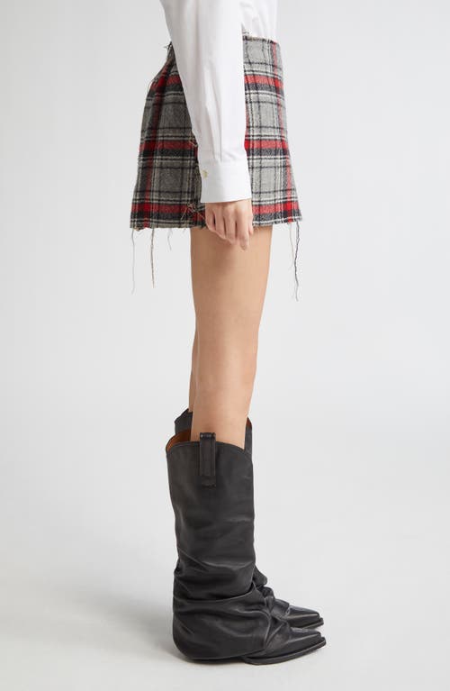 R13 Plaid Frayed Mini Skirt In Multi