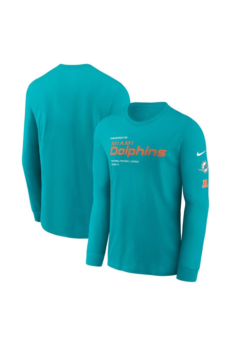 Men's Nike Aqua Miami Dolphins Play to Win Essential Long Sleeve T-Shirt, Main, color, Aqua