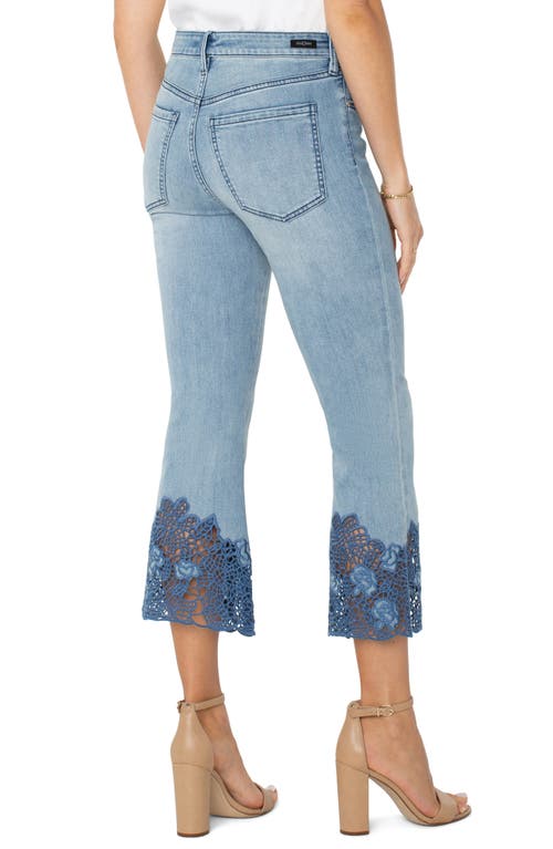 Shop Liverpool Los Angeles Hannah Crochet Hem Crop Flare Jeans In Indigo Crochet