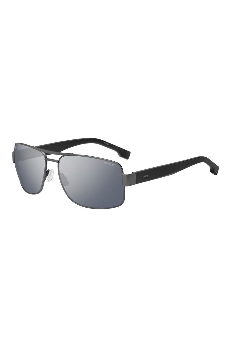 62mm Oversize Polarized Navigator Sunglasses, Alternate, color, DARK RUTHENIUM/ GREY POLAR