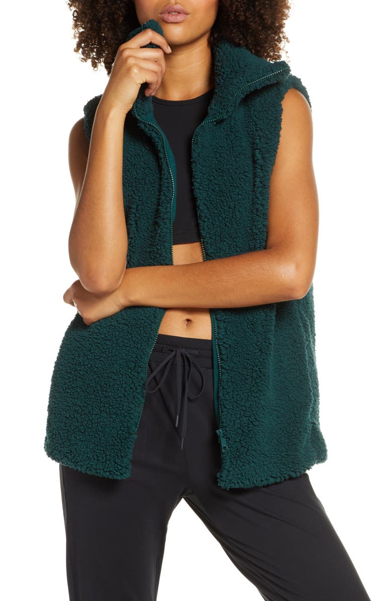 Zella Cozy High Pile Fleece Vest, Main, color,