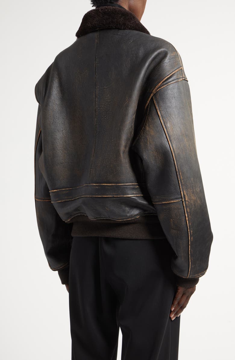 The Row Adonis Leather & Genuine Shearling Bomber Jacket, Alternate, color, 