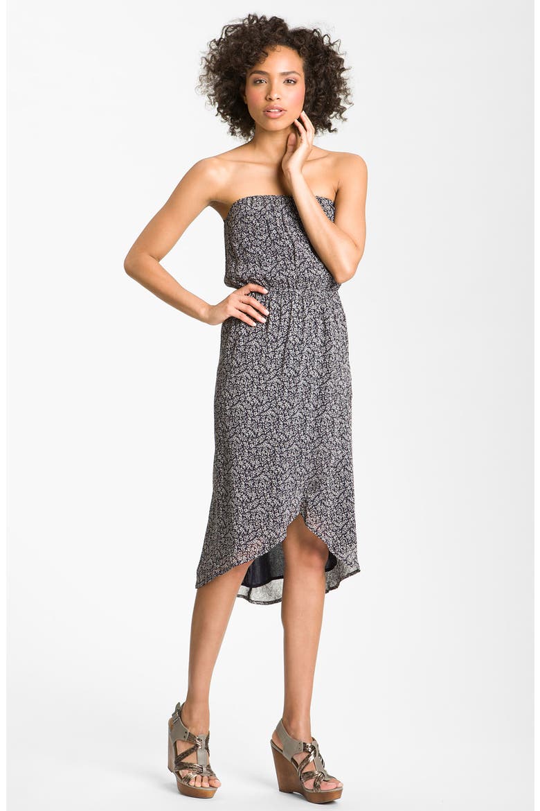 Strapless Faux Wrap Dress, Main, color, NAVY/ WHITE